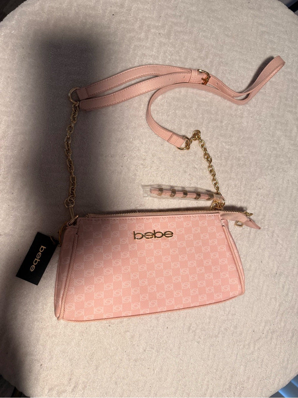 Bebe Adela Monogram Baguette Crossbody Bag in light pink - Picture 5 of 6